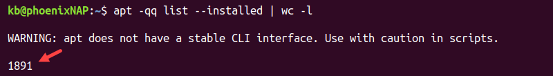apt list count number of packages