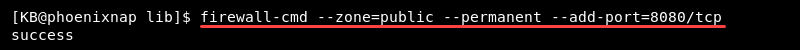 firewall enable port 8080