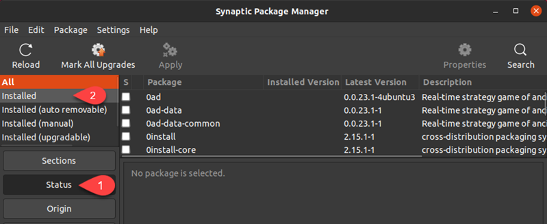 Synaptic status Installed