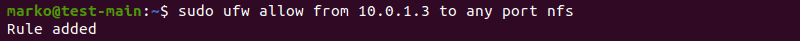 Allowing clients to access the NFS server in UFW firewall