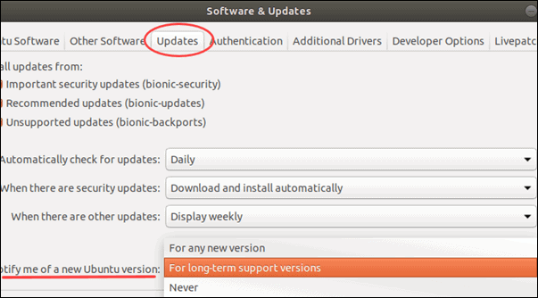 Setting Ubuntu to inform when new stable releases are out.