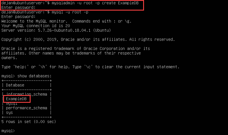 creating mysql databases