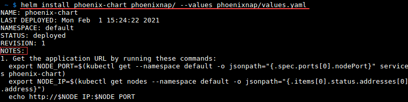 Installing helm chart with helm install command