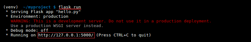 Running a flask application in terminal