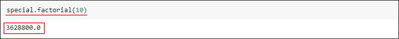SciPy special factorial