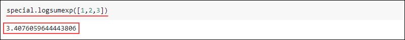 SciPy special logsumexp example