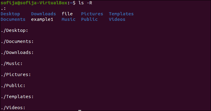 Access long listing directory trees with ls - R command.