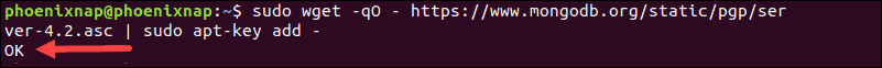 GPG key for has been added for mongodb