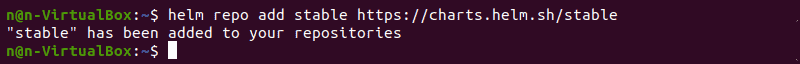 Terminal command to add a Helm repository.