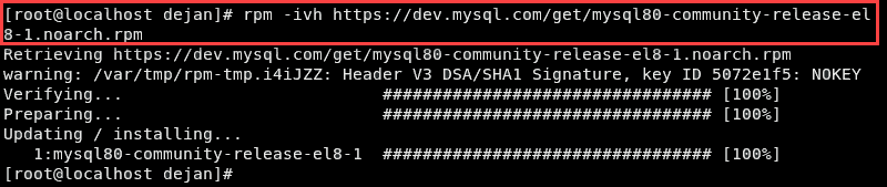 Command to add support for the official MySQL repository