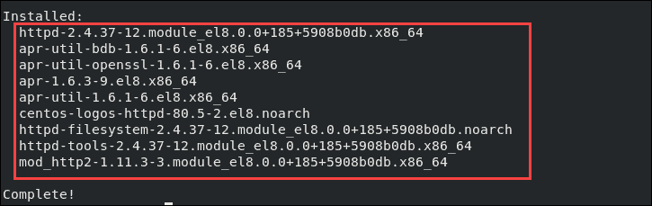apache installed on CentOS 8 successfully 
