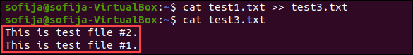 Append file content content to another file.