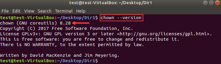 Determine version of chown in Linux