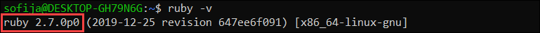 displaying the current Ruby version installed