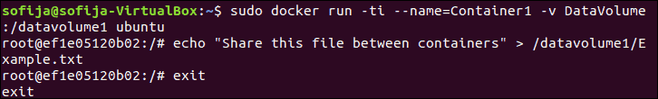 Create a container and add a data volume which you will share between containers.
