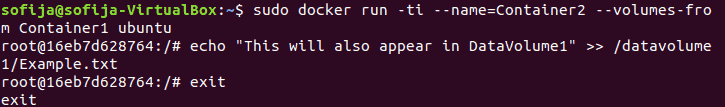 Create a container which shares a data volume with an existing Docker container.