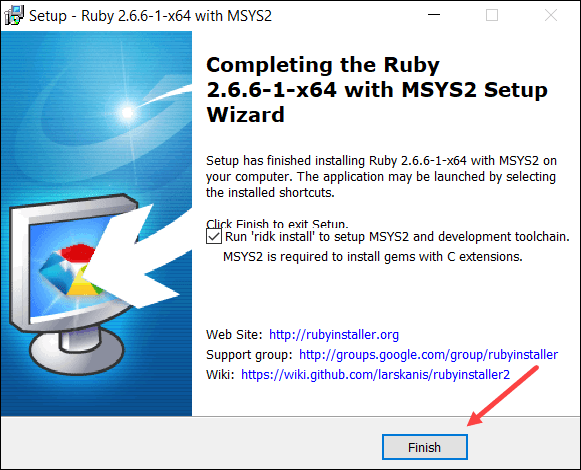 ruby install is finished