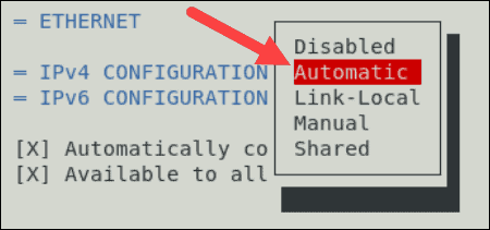 Configure network for using DHCP on CentOS via GUI.