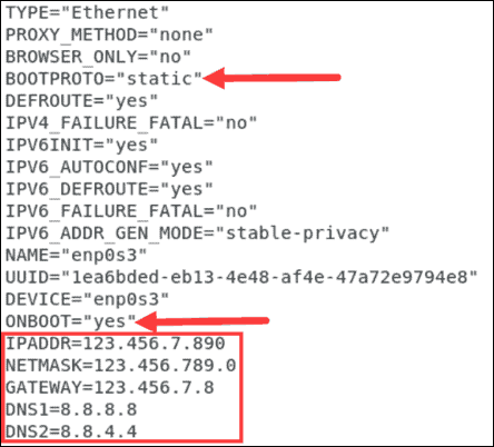 Configure a static IP address using the command line.