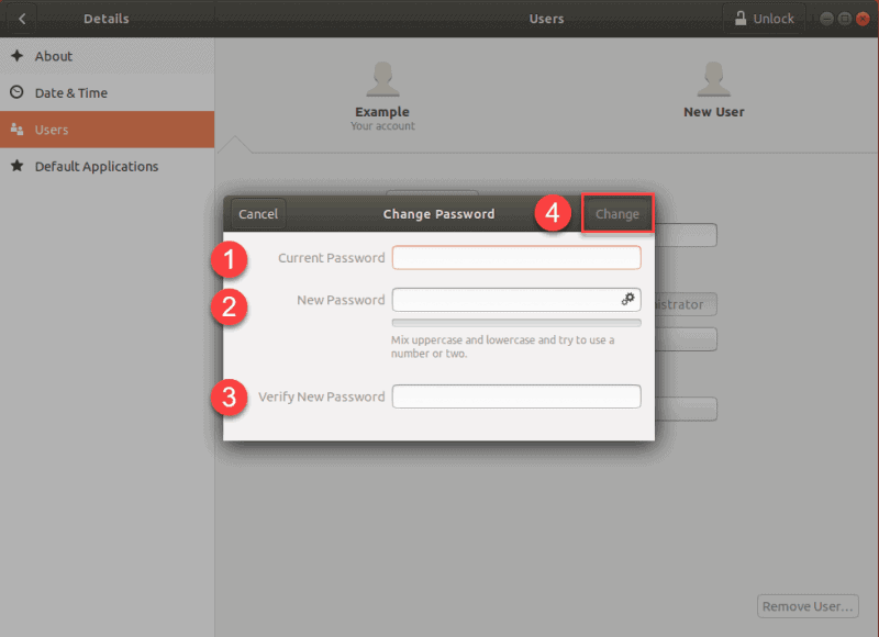 change password prompt in ubuntu