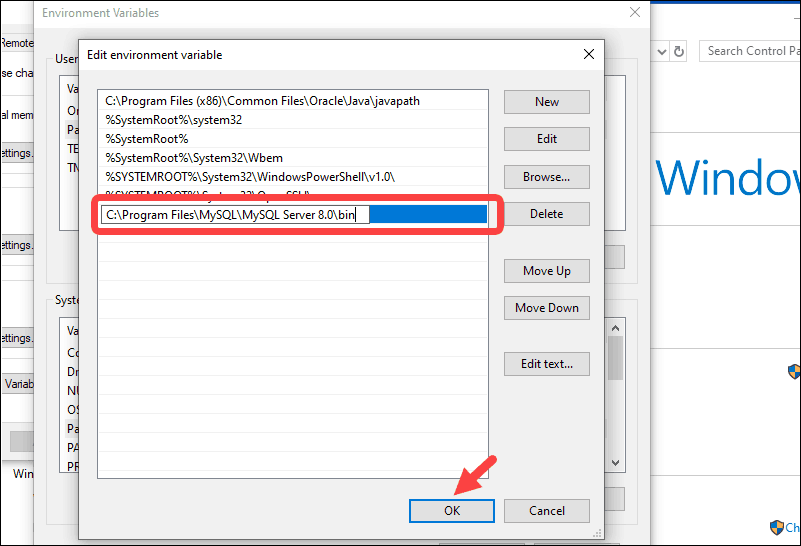 Edit the enviormental variable in Mysql