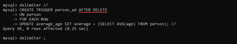Create after delete trigger
