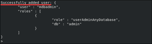 Create an administrator user account for Mongo database.
