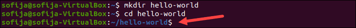 Create and move into a hello-world directory to run a sample container.