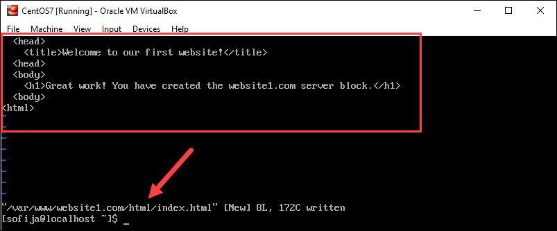 create demo page for virtual host