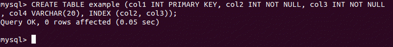 Creating a MySQL table