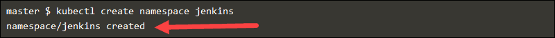 Successfully created the jenkins namespace