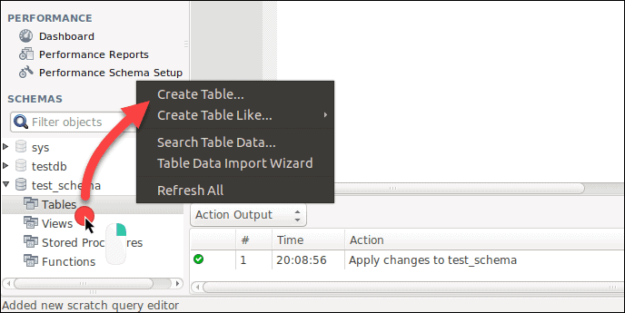 Create a table in Workbench