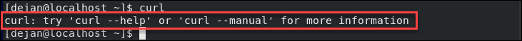 curl missing during installation with a prompt for more information