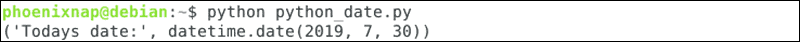 Date retrieved from the datetime module.