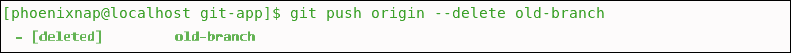 System confirms old git branch was deleted