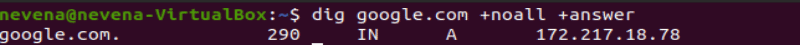 +noall +answer used with dig command displays detailed information of answers section.
