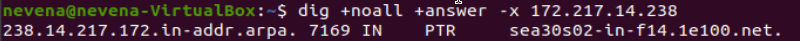 Access short answer of the reverse DNS lookup