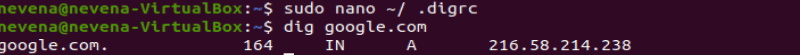 Adjusted dig command options output.