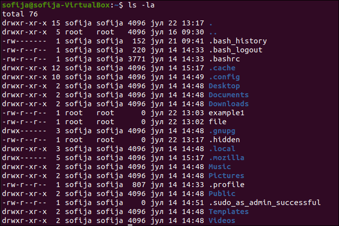 Display a full list of hidden files with ls command.