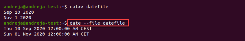 Display dates at each file line in linux