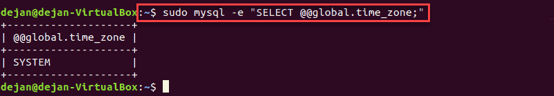 command that displays the MySQL time zone in use