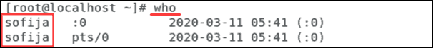 List users that are logged into the Linux system.