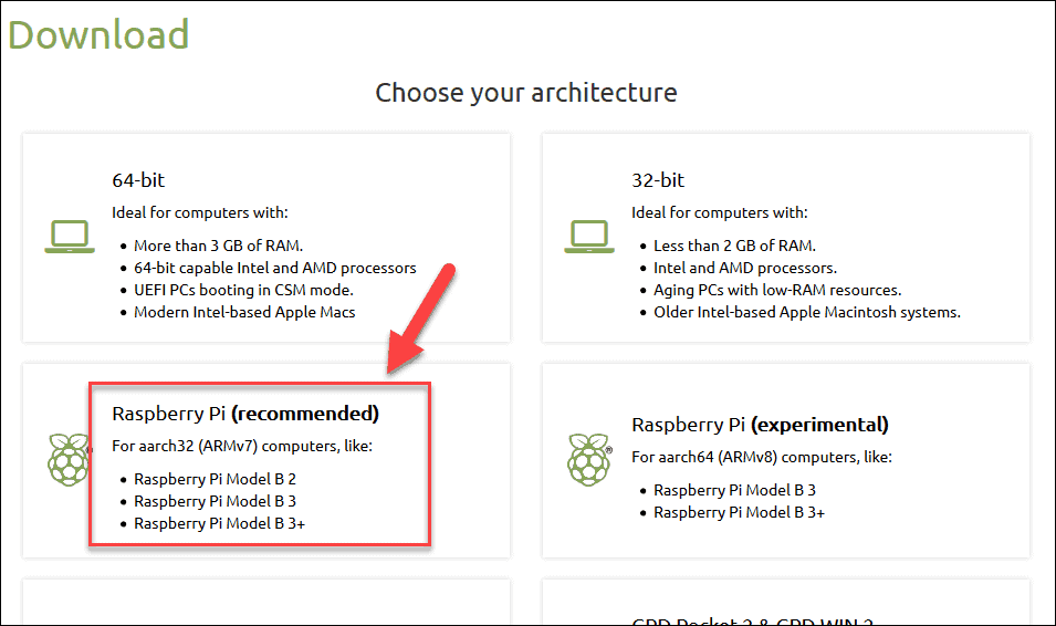 Download page for Raspberry Pi Ubuntu MATE image