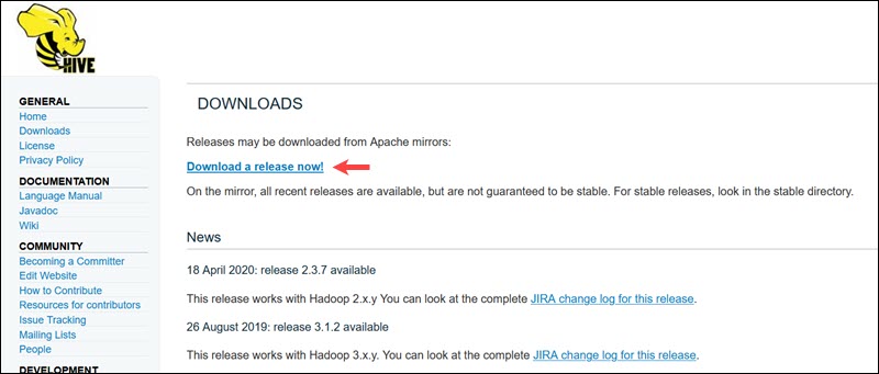 This useful page helps you determine which Hive version to download.