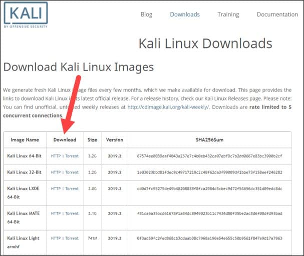 download kali linux images