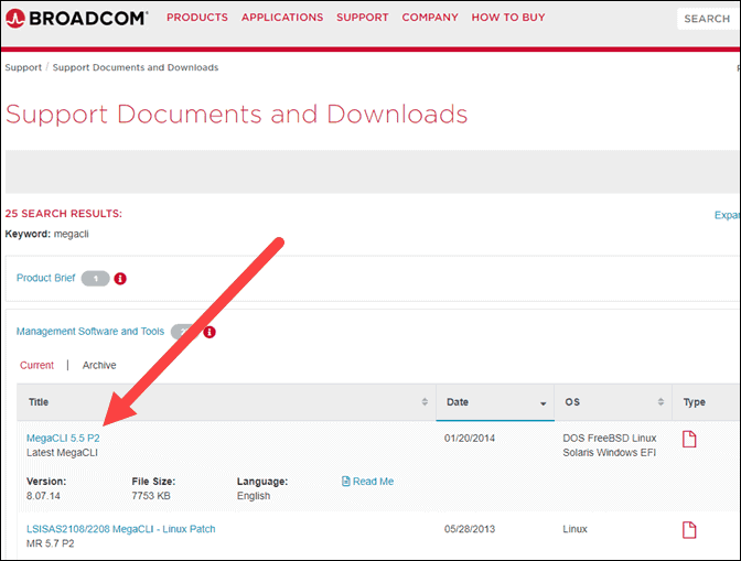 webpage to download megacli