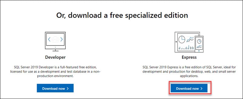 Download SQL Express server.