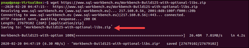 The system downloads the latest SQL Workbench version.