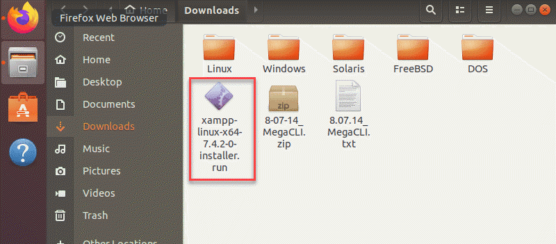 XAMPP installer after being downloaded.