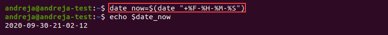 Echo the date now variable 